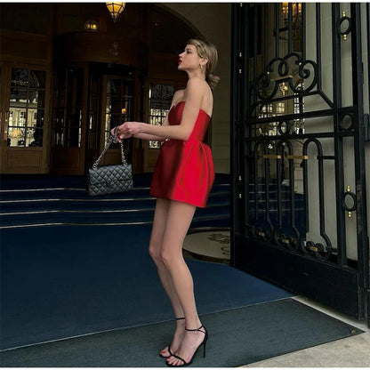 Pink Pleated Knitted Bandage Dress Women Sexy U Neck Sleveeless Slim Vestidos 2025 Summer Party Birthday Lady Mini Dresses Chic