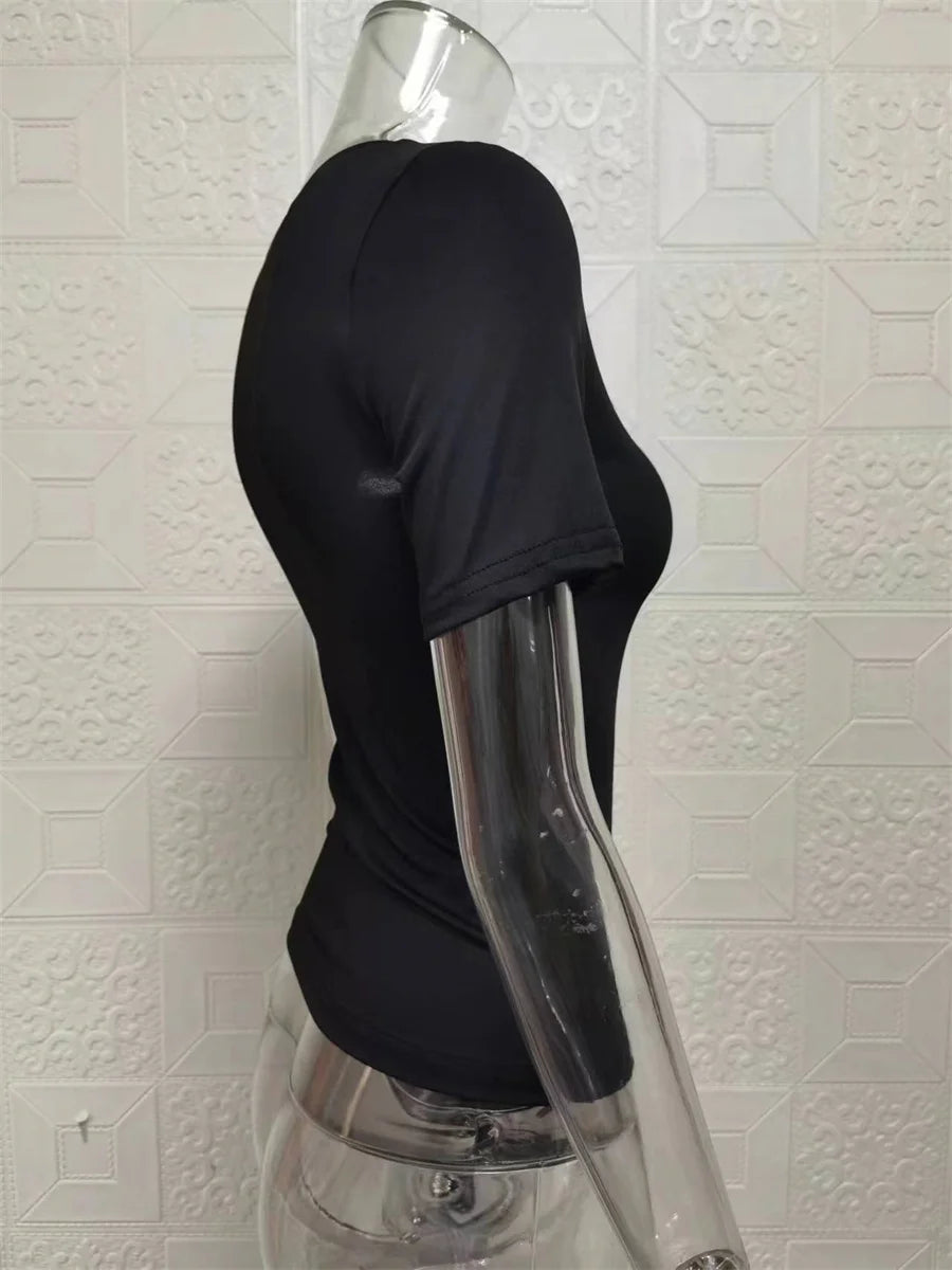 2025 Spring New Short Sleeve T-Shirt Women Solid Simple Casual Soft All-Match Hot Basic Crop Tops Tees Summer Fashion Slim Fit T