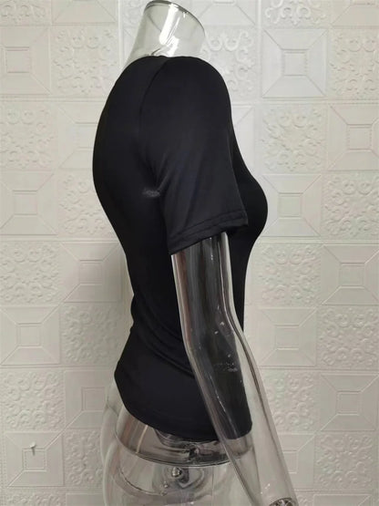 2025 Spring New Short Sleeve T-Shirt Women Solid Simple Casual Soft All-Match Hot Basic Crop Tops Tees Summer Fashion Slim Fit T