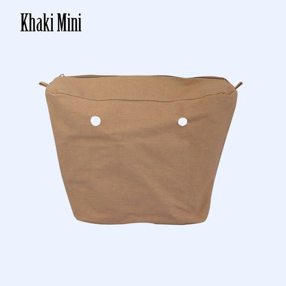 TANQU New Waterproof Inner Bag Organizer Insert Zipper Pocket for Classic Mini Obag Canvas Material for O Bag khaki mini CHINA