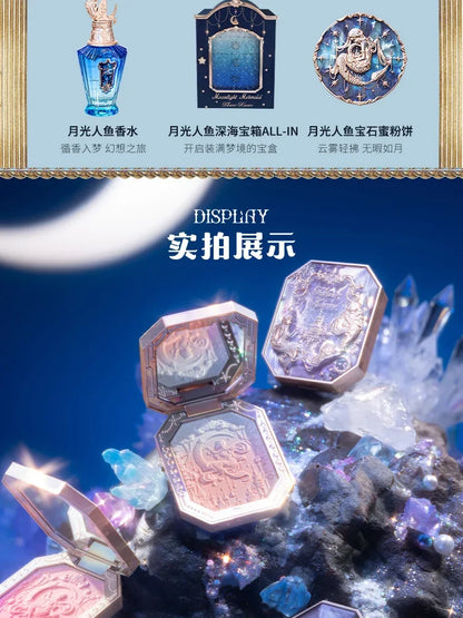 Flower Knows Cheek Blush Moonlight Mermaid Tri-Color Gradient Blusher in Matte Finish Vegan Cruelty Free Private Label Makeup