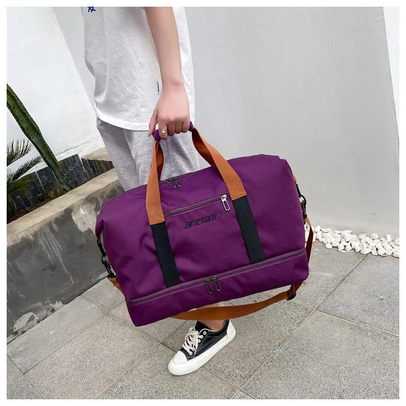 Large Capacity Travel Gym Bag Short-distance Luggage Portable Fitness Bags Shoulder Crossbody Handbags Men's Sports Waterproof B