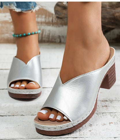 Women's Sandals Summer 2025 Heels Sandalias Mujer Peep Toe Woman ShoesCSummer Footwear Women Heeled Slippers Luxury Heeled Shoes