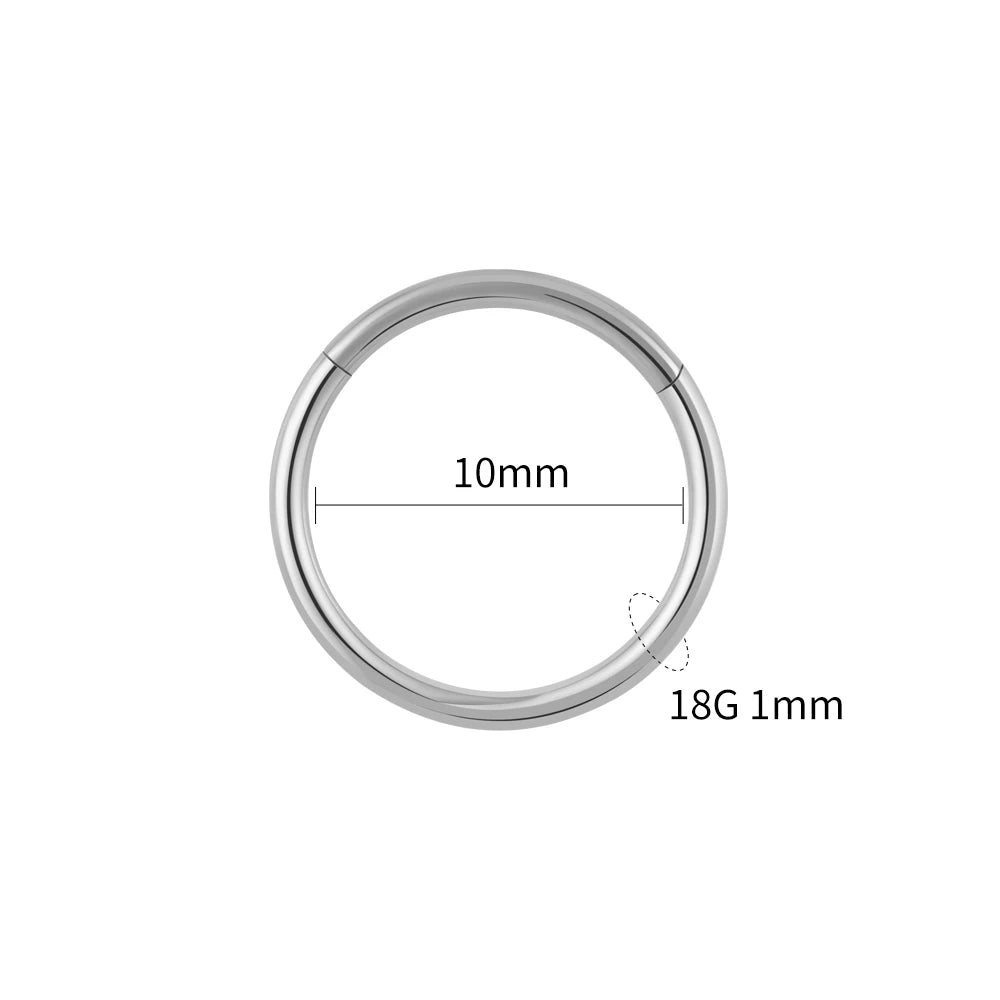 Right Grand ASTM F136 Titanium Hinged Hoop Nose Rings 20G 18G 16G Septum Ring Body Piercing Jewelry Helix Cartilage Rook Earring Titanium 1.0x10mm