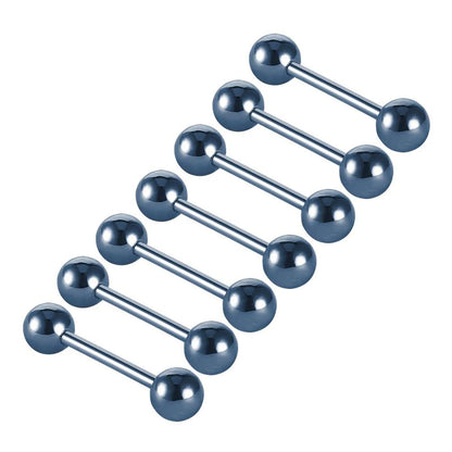 7pcs/lot Titanium Plated Piercing Tongue Rings Bars Girls 14G Tongue Piercing Barbells Stainless Steel Body Jewelry SD84 Badiee Stylez