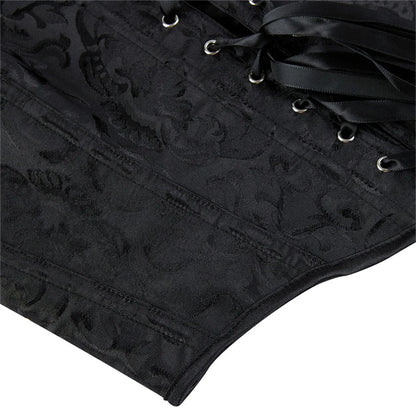 Blue Jacquard Corset Sexy Shoulder Straps Overbust Bustiers Crop Top Lace Up Brocade Vest Lingerie Gothic For Women Outfit