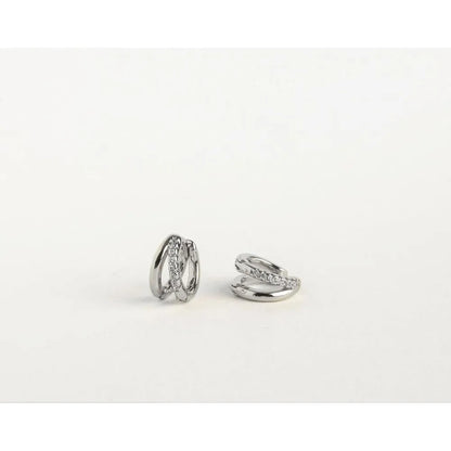 Gold Hoop Earrings for Women,14K Gold Plated Diamond Huggie Hoop Earrings for Women Wedding Gift For Woman Christmas Gift Silver