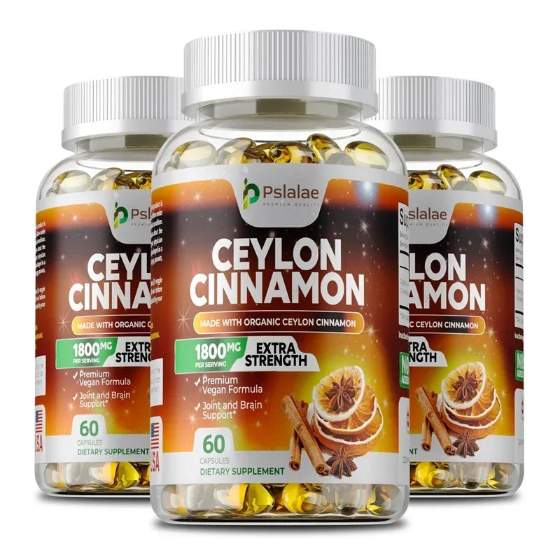 Ceylon Cinnamon - Supports Healthy Circulation, for Heart, Joint & Brain Health, Boosts Immunity, Improves Energy Levels 60 Capsule-3bottles