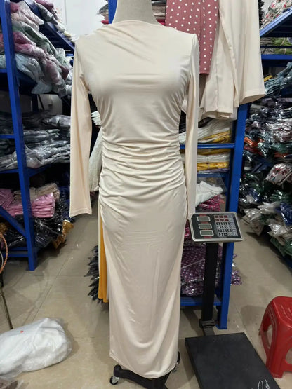 Sexy Bodycon Long Sleeve Midi Dress Women 2024 Autumn Slim Solid Party Package Hip Elegant Dresses For Women Robe Femme