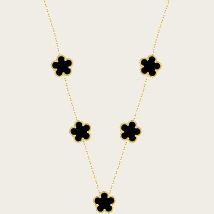 Stainless Steel Sets Earrings Necklace Bracelet Christmas Birthday Gifts Gold Plated Women's Double Sided Flower Elegant Fashion