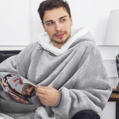 180cm Super Long Flannel Blanket Pyjamas with Sleeves Winter Hoodies Sweatshirt Women Men Pullover Fleece Giant Oversized Outdoo - Badiee Stylez