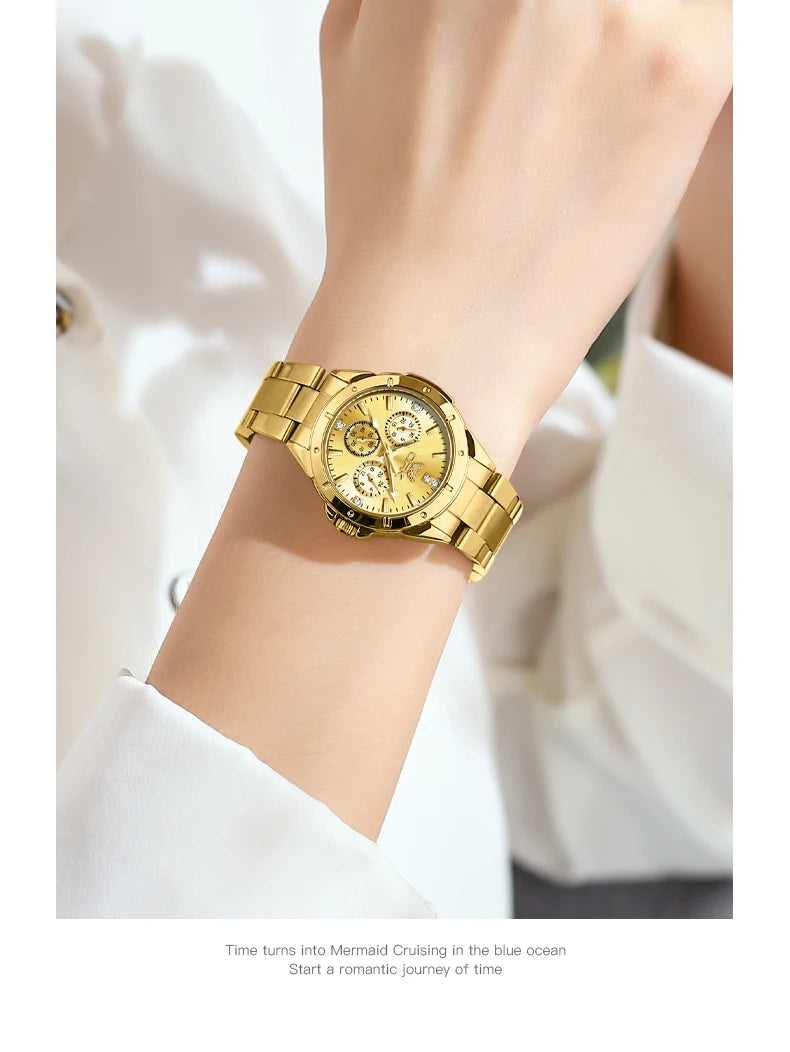 OPK 6001 Women's Watches Original Quartz Watch Waterproof Multifunctional Chronograph Ladies Watches Girls Gifts Reloj Mujer