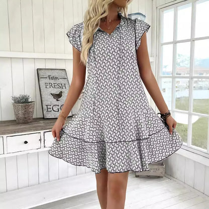 Casual Loose Printed Short Dresses For Women 2025 Fashion Summer Women's A-Line Mini Dress Elegant Vintage Female Dresses