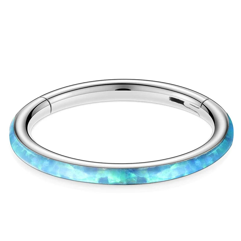 New Titanium Septum Piercing Nose Ring 8-10mm Opal Hinged Segment Clicker Ear Cartilage Earrings Helix Lip Piercing Body Jewelry type1