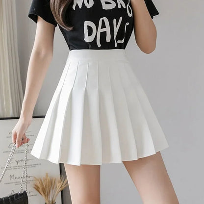 2024 Summer New High Waist Slimming Solid Color A-line Skirt Women's Fashion Sports Tennis Badminton Academy Style pleated skirt white