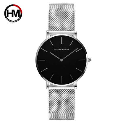 HANNAH MARTIN Brand Classic Women Quartz Watch 36mm Rose Gold Stainless Steel Mesh Strap Japanese Movement Girl Gift Wrist Watch CH36-WYY
