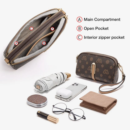 FOXER Women Small Crossbody Bag Shoulder Bag with Wrist Strap Lady Fashion Messenger Bag Mini High Quality Cellphone Purse