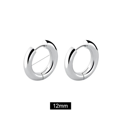 Men' s Earrings Stainless Steel Chunky Hoop Earrings For Man Round Circle Ear Hoops Punk Hip Hop Jewelry Couple Accessories KBE450-1-2