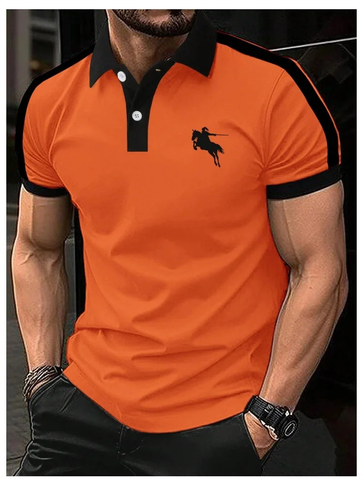 Men's Fashion Polo Shirt - Stylish Print, Lapel Button, Short Sleeve, Business Casual, Perfect for Golf and Everyday Wear
