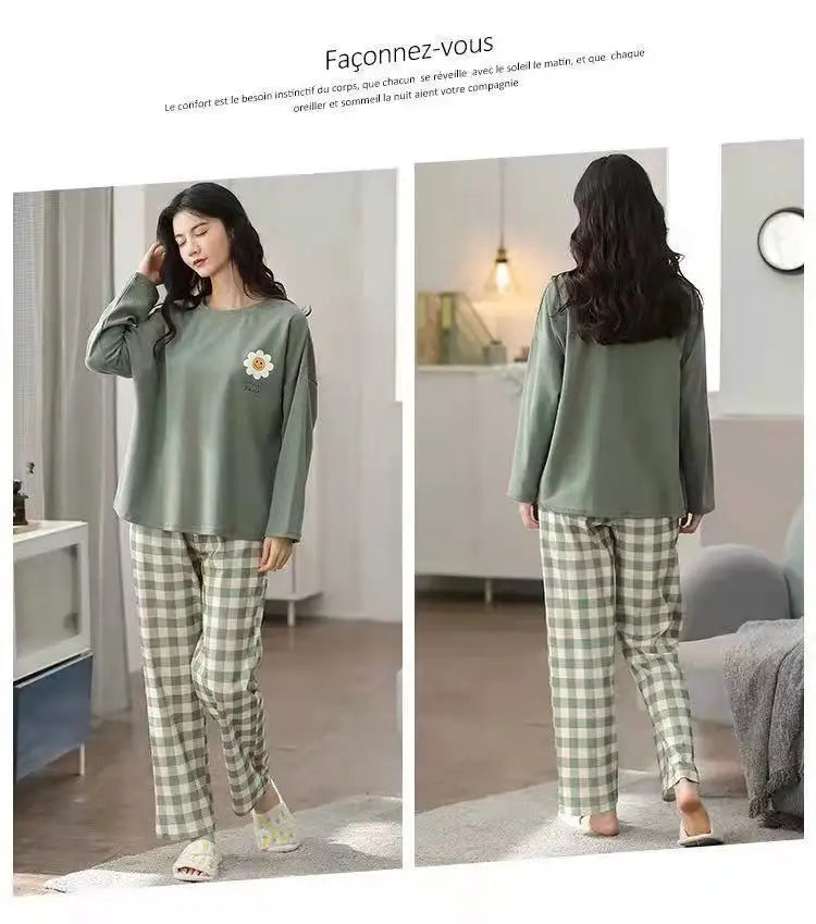New Ladies Pajamas Loungewear Set Women's Spring and Autumn Style Long Sleeved Autumn Winter Loungewear Women's Plus Size Pajama