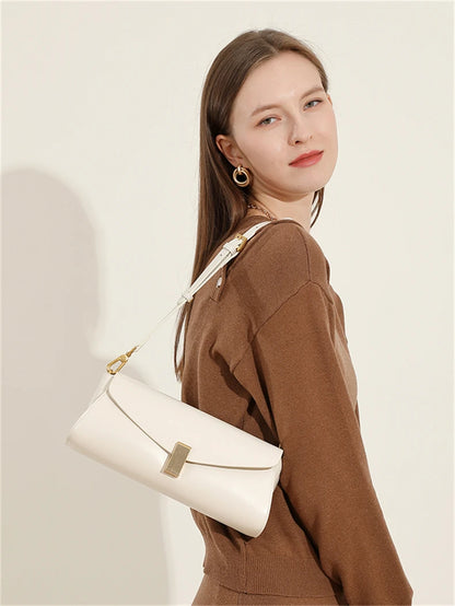 Toptrends Genuine Leather Underarm Shoulder Bags For Women 2025 Luxury Designer Crossbody Purses Envelope Flap Ladies Handbags