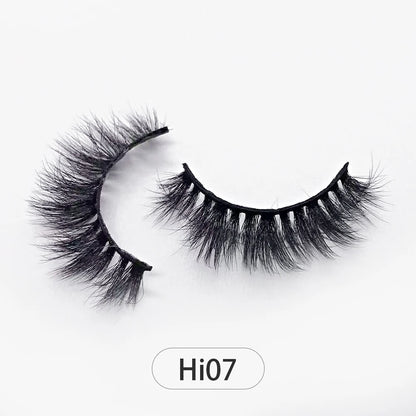 Dropshipping Reuseable Natural Long 12-15mm 3D Faux Mink Lashes Fluffy Volume False Eyelashes Cruelty Free Wispy Makeup Lashes Hi07 15mm CHINA
