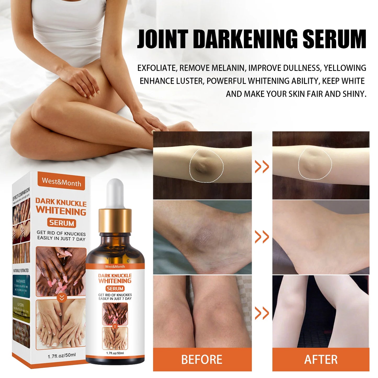 WEST MONTH Darkening Beauty Serum Effectively Moisturizes Skin Makes Skin Smoother Tender Moisturizing Exfoliates Evens Skin 50g
