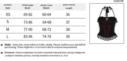 Goth Sexy Lace Corset Crop Tops Camis Y2K Harajuku Aesthetic Black Red Cross Basic Tank Top Summer Women Grunge Emo Streetwear