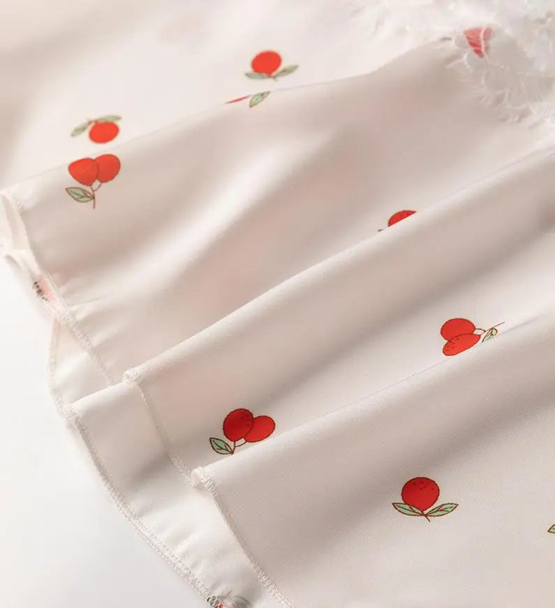 Summer Print Pyjamas Suit Women Sleepwear Lace Hollow Out Pajamas Set Sexy Strap Top&Shorts PJS Lingerie Satin Homewear