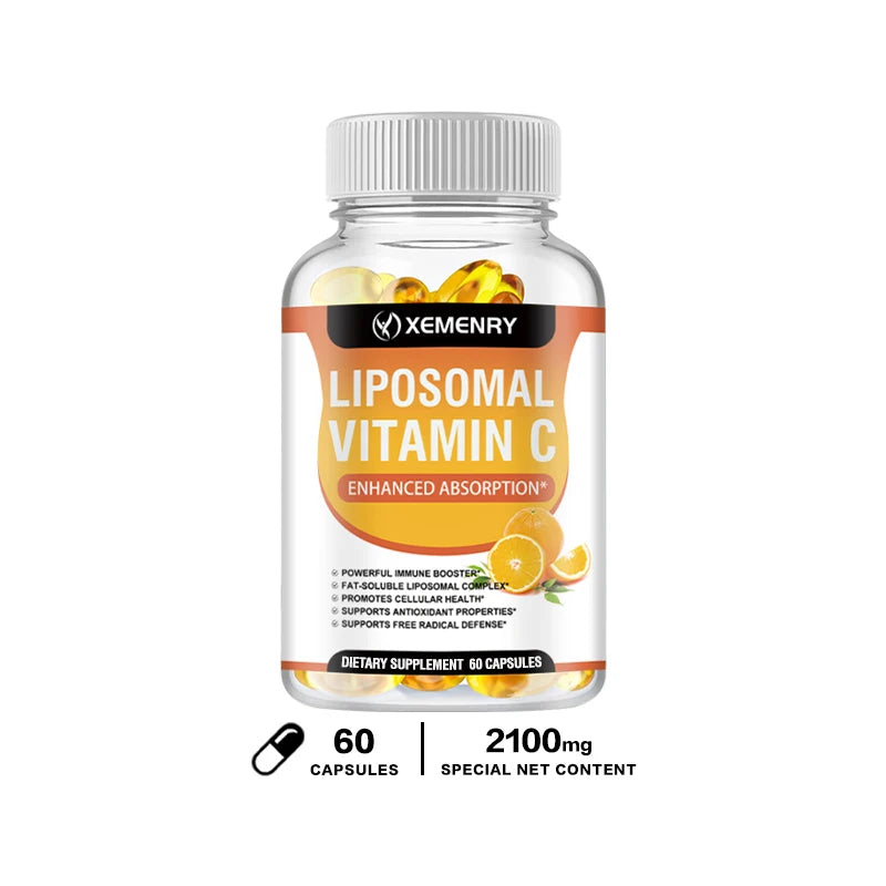 Liposomal Vitamin C Capsules - Promotes Collagen Production, Supports Skin, Immune Health, Powerful Antioxidant 60 Capsules