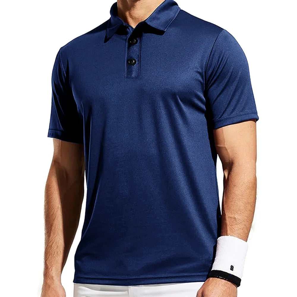 Men's Trendy Polo Shirt - Breathable Solid Color Casual Tee for Effortless Summer Style