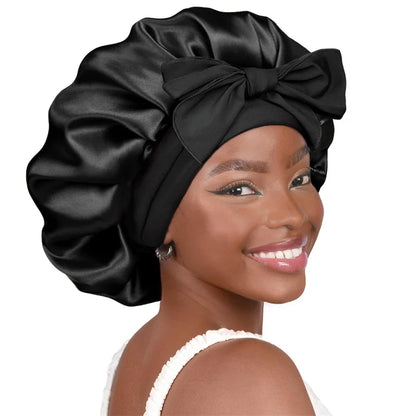 high-quality Mulberry Silk Sleeping Bonnet for Women Large Sleep Cap with Wide Elastic Tie Band for Curly Dreadlock Braid Hair C Badiee Stylez