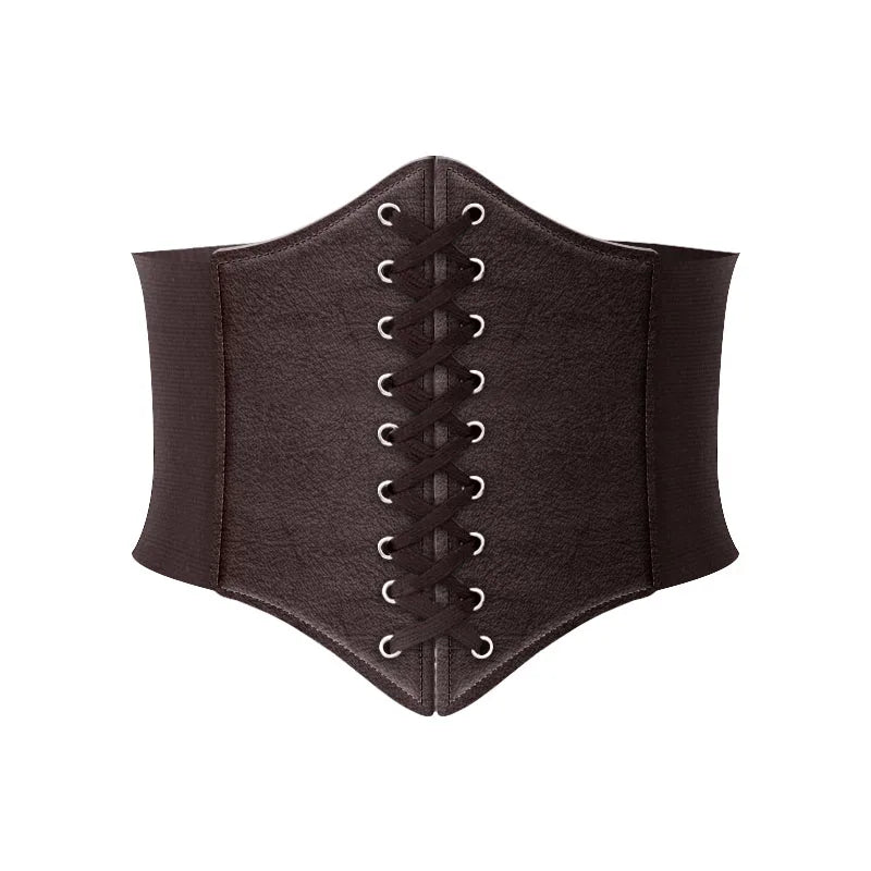 Fashion Women Corset Wide Belt Pu Leather Slimming Body Waistband Ladies Elastic High Waist Belt Gothic Dress Girdle Badiee Stylez