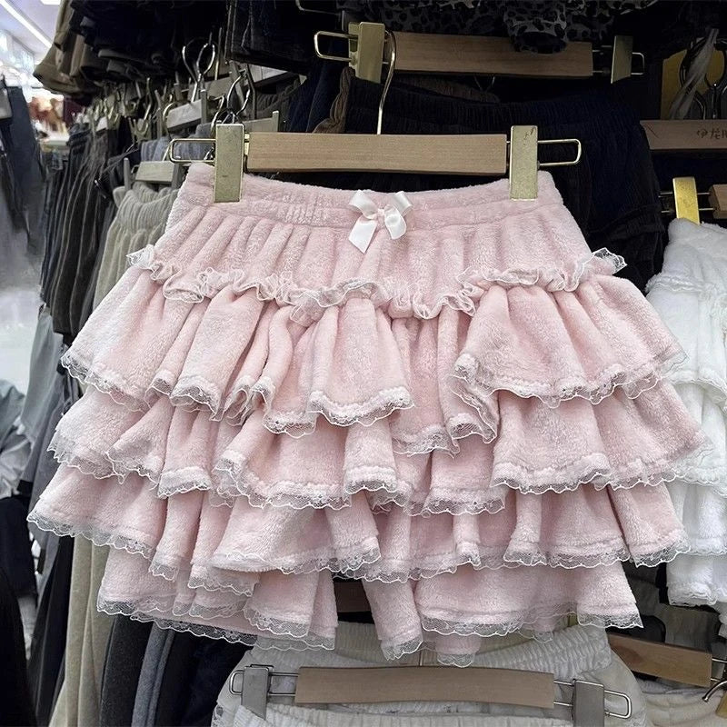 Gothic Y2k Elastic Waist Harajuku Y2k Short Skirt Women Hot Chick Chic Ruffle Subculture Skirts Design Retro Cake Skirt Lolita 142 Pink