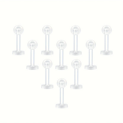 10~20pcs/Set Transparent Acrylic Bioflex Tragus Retainer Lip Studs Ear Helix Earring 6mm 8mm 10mm 12mm Body Piercing Jewelry Badiee Stylez