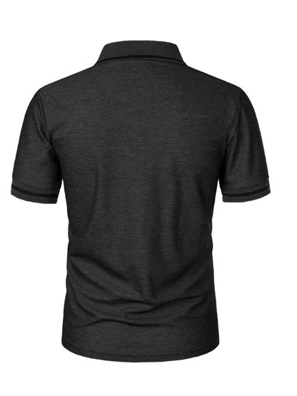 Men's Trendy Short Sleeve Polo - Breathable Casual Top with Pockets