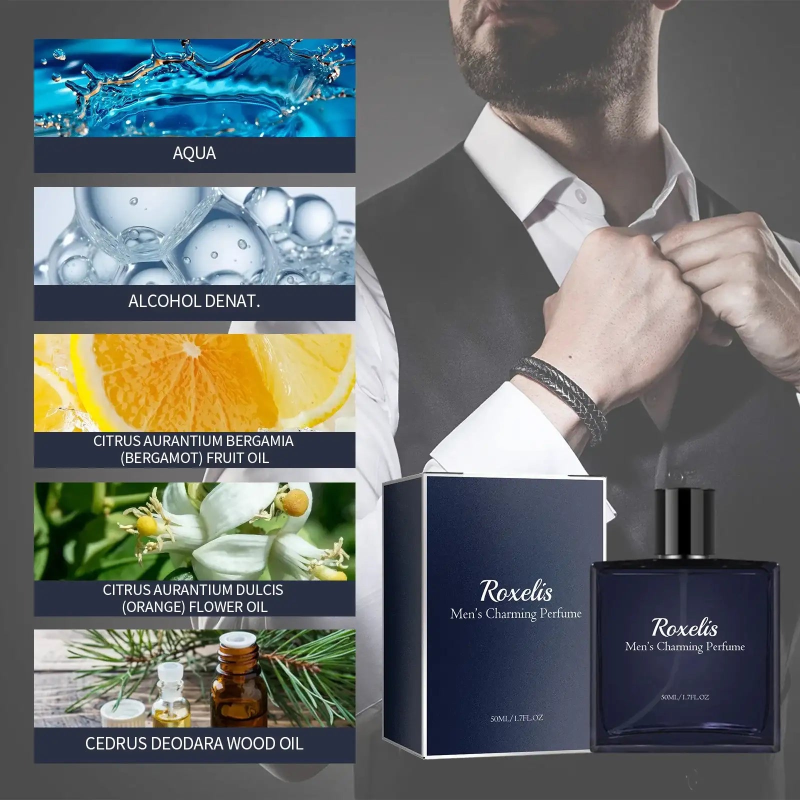 Roxelis Men Pheromone Perfume Hombre Colognes Scent Long Lasting Fascination Man Perfumes Masculinos Lasting Parfum Heren