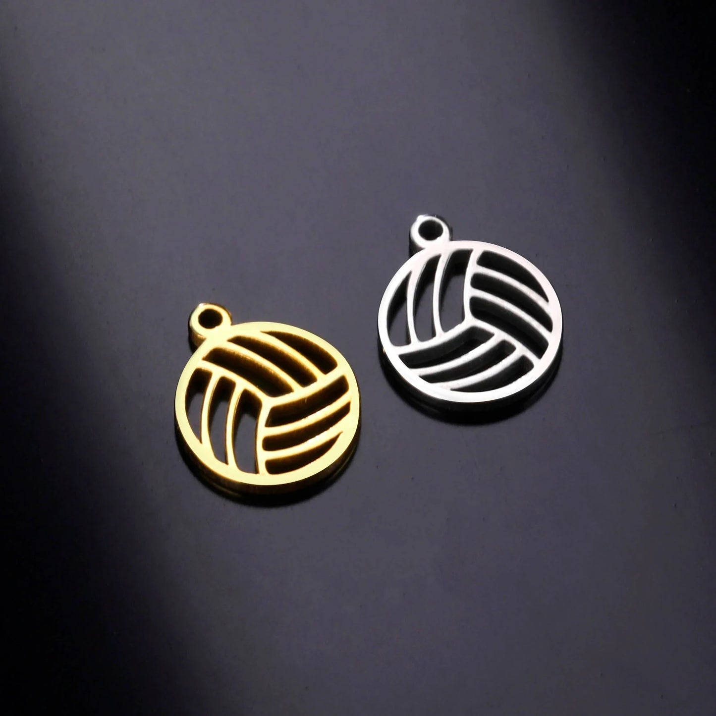 EUEAVAN 5pcs Mini Charms Stainless Steel Volleyball Charm for Bracelet Necklace Earrings DIY Jewelry Making Supplies Wholesale