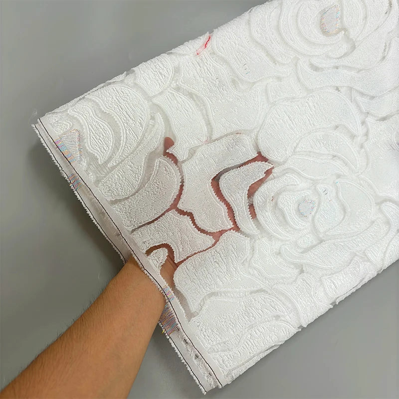 Latest French Brocade Jacquard Tulle Lace Fabric 2024High Quality African Gilding Satin Lace Fabric For Women Wedding Dress Sew