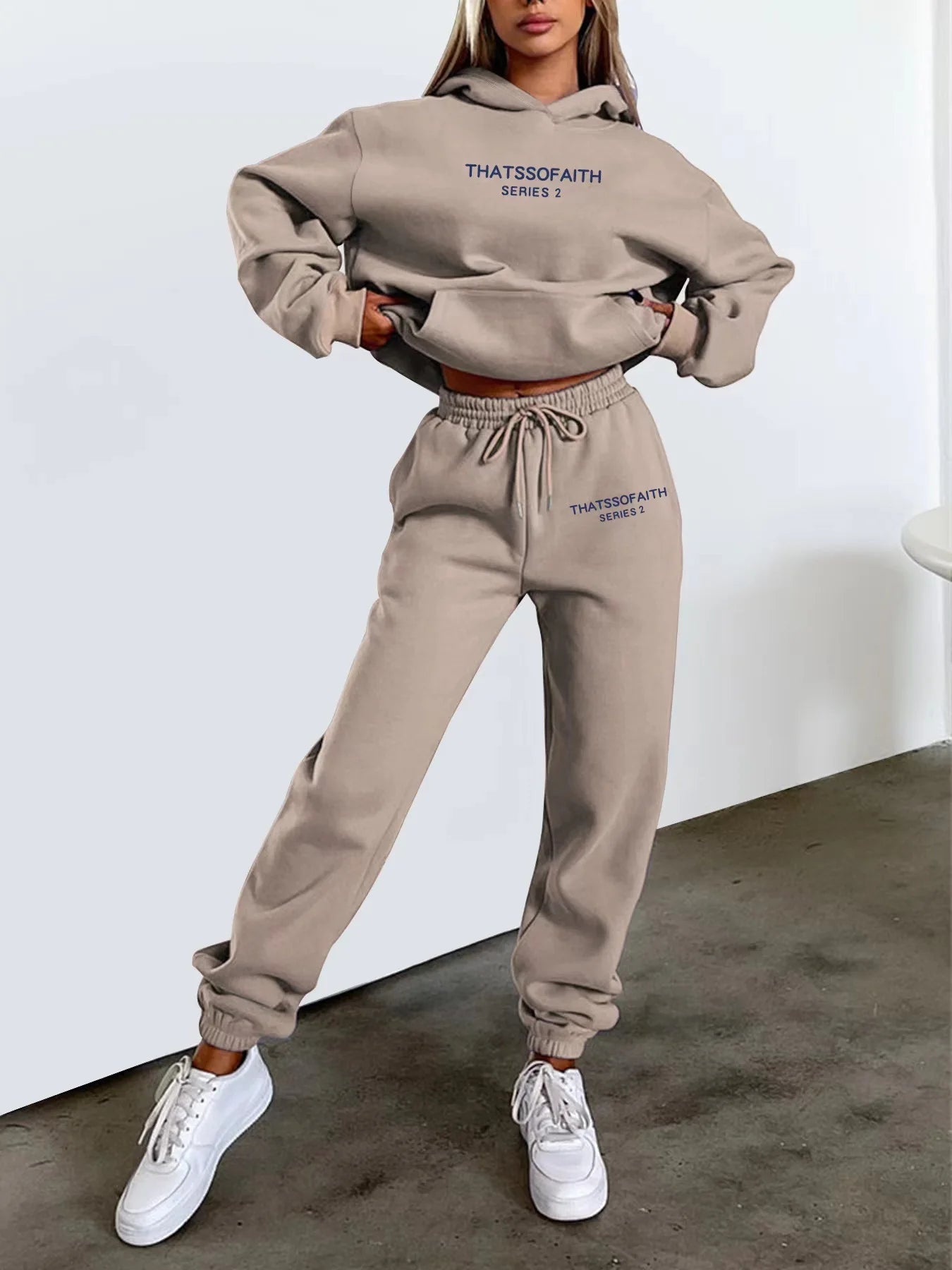 Autumn and Winter 2025 new women hooded sweatshirt + pants two-piece set, print outdoor woman pullover sportswear 2-pcs set Badiee Stylez