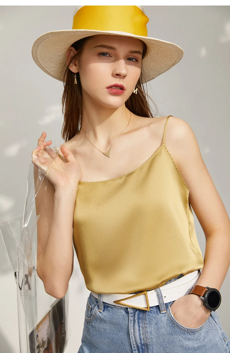 AMII Minimalism Sleeveless Top Women 2024 Summer New Camisole&Vest Office Lady Straight Chiffon Casual Female Clothing 12140330