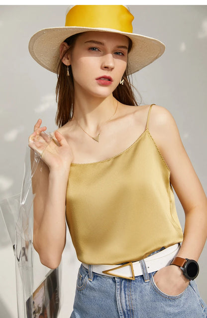 AMII Minimalism Sleeveless Top Women 2024 Summer New Camisole&Vest Office Lady Straight Chiffon Casual Female Clothing 12140330