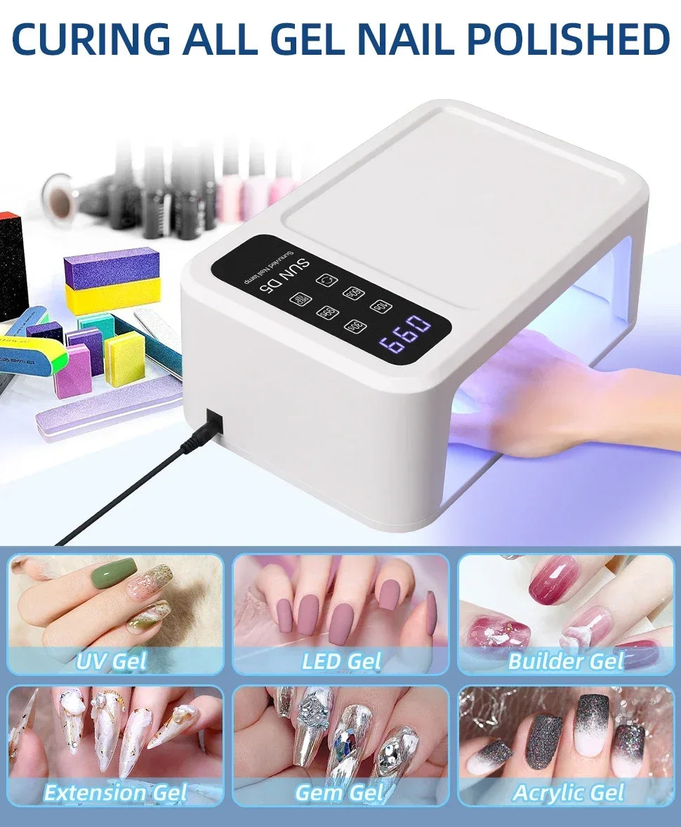 480W Big Space UV LED Nail Lamp For Manicure Lamp Drying Gel Nail Polish 140LEDS Nail Dryer With LCD Screens Salon Tools
