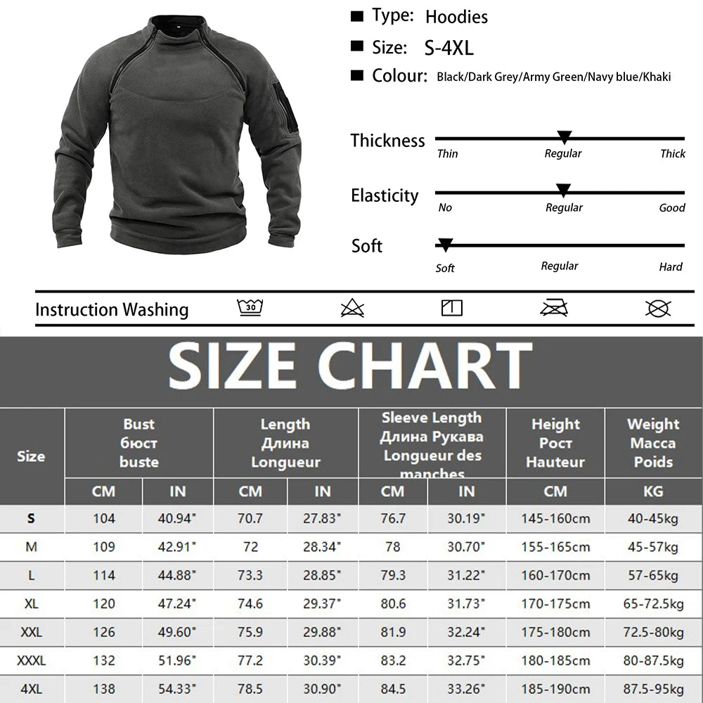 Male Hoodie Autumn Winter Warm Solid Color Stand-up Collar Outdoor Breathable Tactical Mens Gym Sport Tops Badiee Stylez