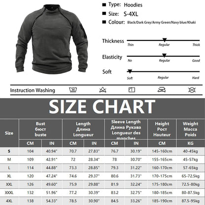 Male Hoodie Autumn Winter Warm Solid Color Stand-up Collar Outdoor Breathable Tactical Mens Gym Sport Tops Badiee Stylez