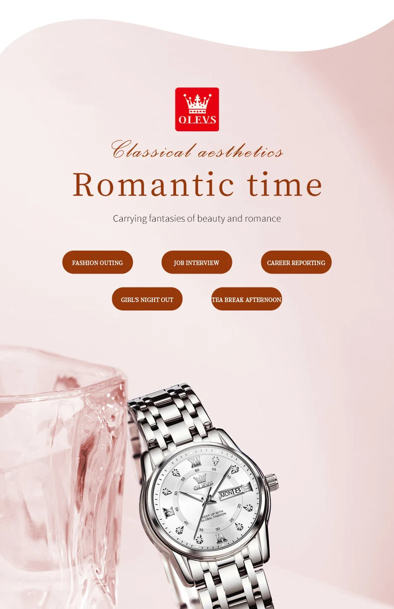 OLEVS 5513X Women Watch Original Fragrant Quartz Wristwatch Automatic Date Watches For Women Waterproof Luminous Gifts For Women