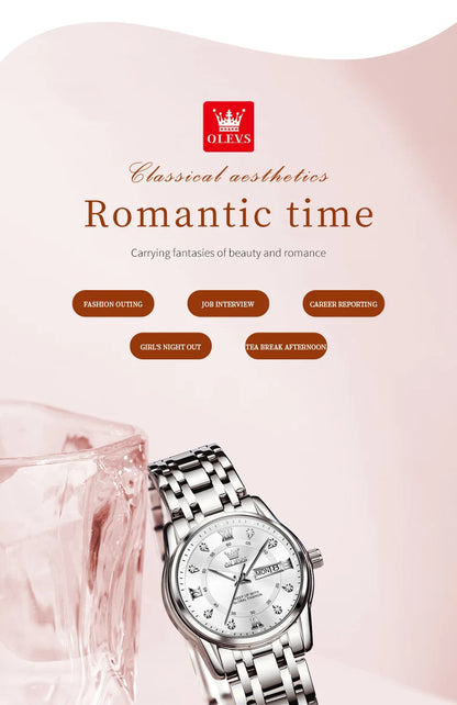 OLEVS 5513X Women Watch Original Fragrant Quartz Wristwatch Automatic Date Watches For Women Waterproof Luminous Gifts For Women