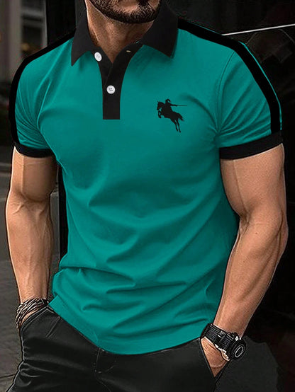 Men's Fashion Polo Shirt - Stylish Print, Lapel Button, Short Sleeve, Business Casual, Perfect for Golf and Everyday Wear