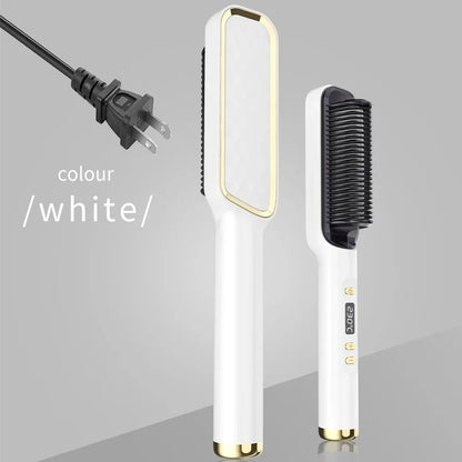 Electric Hot Comb Multifunctional Straight Hair Straightener Comb Negative Ion Anti-Scalding Styling Tool Straightening Brush White US