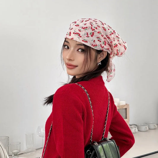 Fashion 58x58cm Hair Scarf Soft Breathable Headband Vintage All-match Silk Scarf E